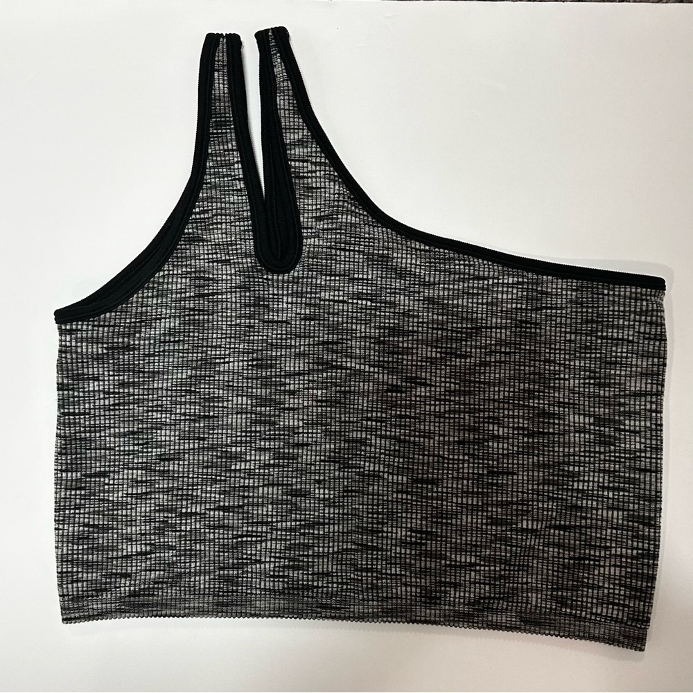 Offline by Aerie Heathered Black‎ One-Shoulder Top